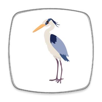 Heron Bird Kawaii Cartoon Illustration Artwork Für - Viereckiger Kühlschrankmagnet - Weiß - Vorne