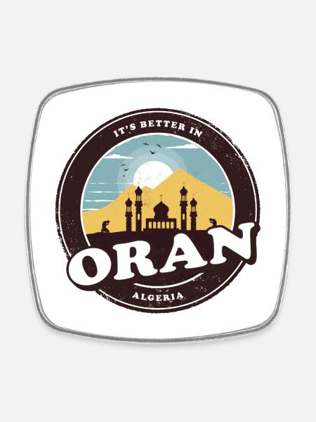 Conception de la mosquée Oran Algérie - Magnet carré - blanc