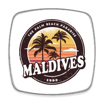 Malediven Vintage Beach Design / Geschenkidee - Viereckiger Kühlschrankmagnet - Weiß - Vorne