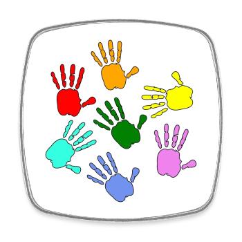 Peindre les mains des enfants - Magnet carré - blanc - Devant