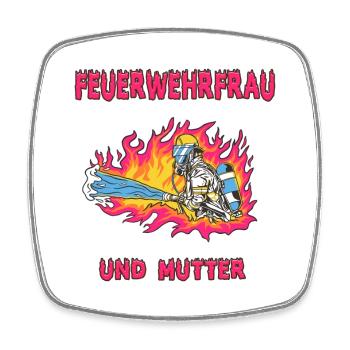 Feuerwehrfrau und Mutter - Viereckiger Kühlschrankmagnet - Weiß - Vorne