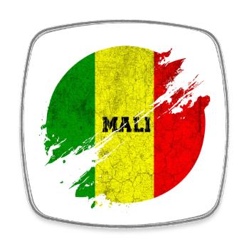 Mali Flaggen Vintage Kreis - Viereckiger Kühlschrankmagnet - Weiß - Vorne