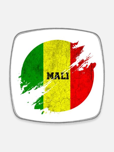 Drapeaux Mali cercle vintage - Magnet carré - blanc