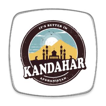 Kandahar Afghanistan Vintage Mosque Design - Square fridge magnet - white - Front