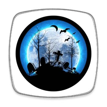 Mond Friedhof Grabstein Fledermäuse Hexe Halloween - Viereckiger Kühlschrankmagnet - Weiß - Vorne