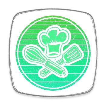 Grünes Symbol im Retro Style für stolze Hobbyköche - Viereckiger Kühlschrankmagnet - Weiß - Vorne