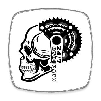 Biker Bicycle Skull Dicton - Magnet carré - blanc - Devant