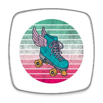 Rollschuh Vintage Design / Geschenk - Viereckiger Kühlschrankmagnet - Weiß - Vorne