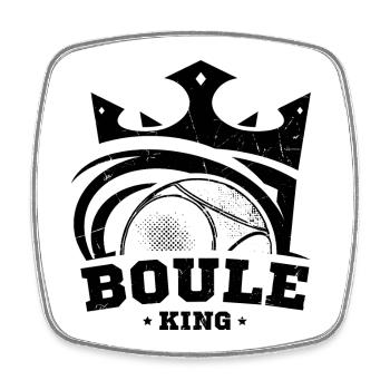 Boule King Pétanque Couronne Boule Ball Bouler - Magnet carré - blanc - Devant