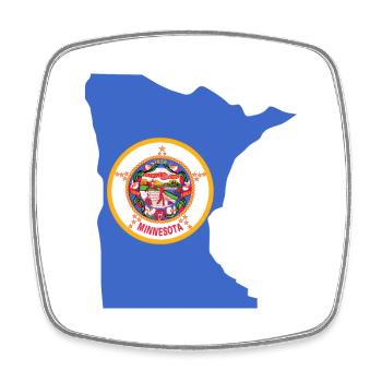 Minnesota USA State Minnesota Flag Map - Square fridge magnet - white - Front