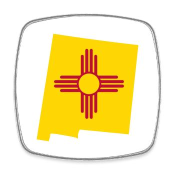 New Mexico USA State New Mexico Flag Map - Square fridge magnet - white - Front