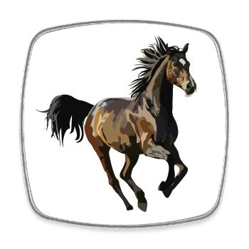 Cheval - Magnet carré - blanc - Devant
