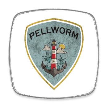 Pellworm Wappen Leuchtturm Design - Viereckiger Kühlschrankmagnet - Weiß - Vorne