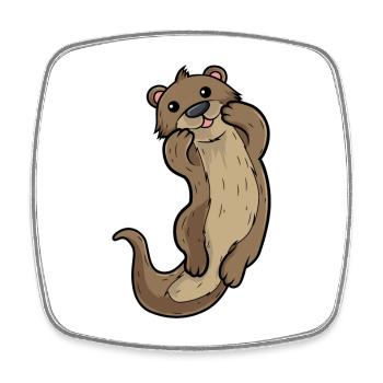 Otter Cartoon Illustration Kawaii für Kinder - Viereckiger Kühlschrankmagnet - Weiß - Vorne
