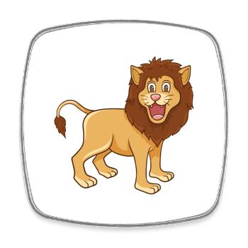 Lion Cartoon Illustration Kawaii pour les enfants - Magnet carré - blanc - Devant