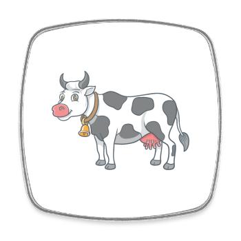 Kuh Cartoon Illustration Kawaii für Kinder - Viereckiger Kühlschrankmagnet - Weiß - Vorne