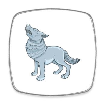 Wolf Cartoon Illustration Kawaii für Kinder - Viereckiger Kühlschrankmagnet - Weiß - Vorne