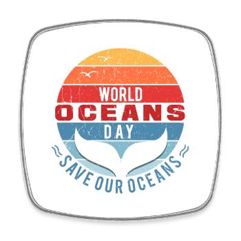 World Oceans Day - Save Our Oceans - Square fridge magnet - white - Front