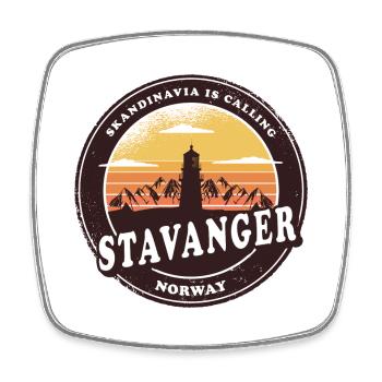 Conception du phare de Stavanger en Norvège - Magnet carré - blanc - Devant