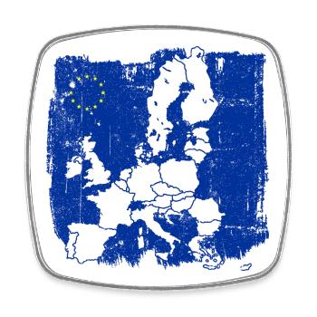 Blue Europe Map Silhouette - Square fridge magnet - white - Front