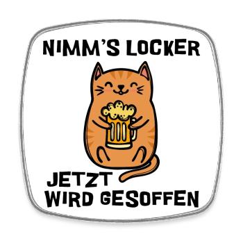 Katze Lustige Sprüche Bierkrug Party - Viereckiger Kühlschrankmagnet - Weiß - Vorne