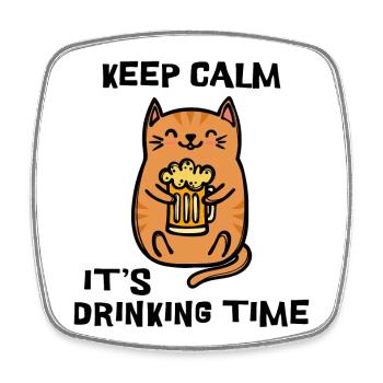 Fest Bier Statement Trinken Katze - Viereckiger Kühlschrankmagnet - Weiß - Vorne