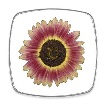 Lila Sonnenblume Gelbkranz - Viereckiger Kühlschrankmagnet - Weiß - Vorne