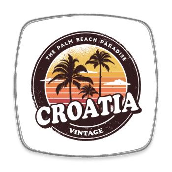 Kroatien Vintage Beach Design - Viereckiger Kühlschrankmagnet - Weiß - Vorne