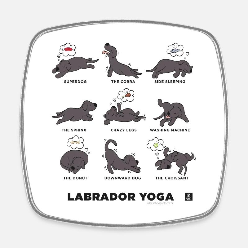 LABRADOR YOGA BLACK - Square fridge magnet - white