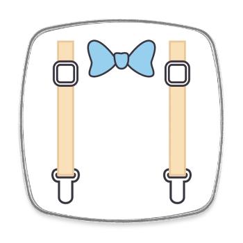 Bow Tie and Suspenders - noeud papillon bretelles - Magnet carré - blanc - Devant