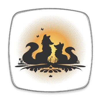 Romantische Fuchs-Silhouette im Mondschein - Viereckiger Kühlschrankmagnet - Weiß - Vorne