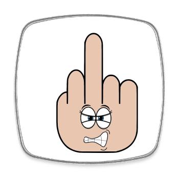 middle finger - Square fridge magnet - white - Front