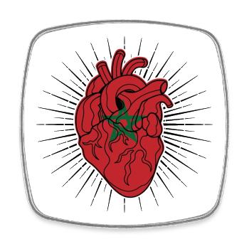 Cœur drapeau du Maroc - Magnet carré - blanc - Devant