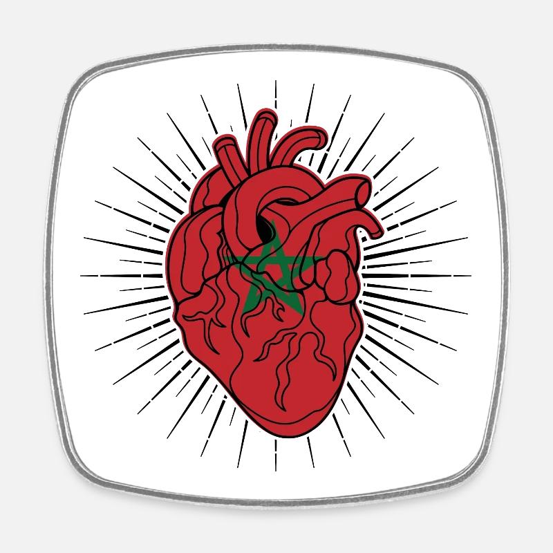 Cœur drapeau du Maroc - Magnet carré - blanc