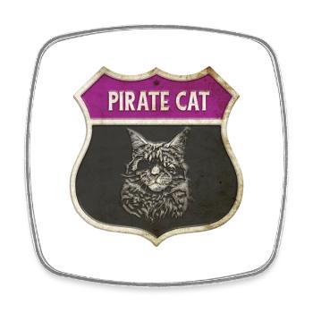 Cat Pirate Crest Design - Square fridge magnet - white - Front