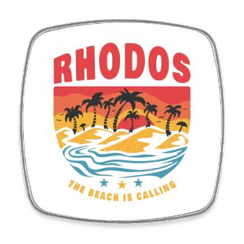 Rhodos Griechenland Beach Design - Viereckiger Kühlschrankmagnet - Weiß - Vorne