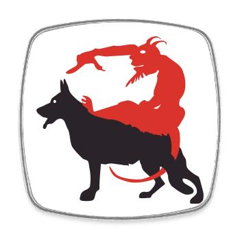 Shepherd diable - BIG - Magnet carré - blanc - Devant