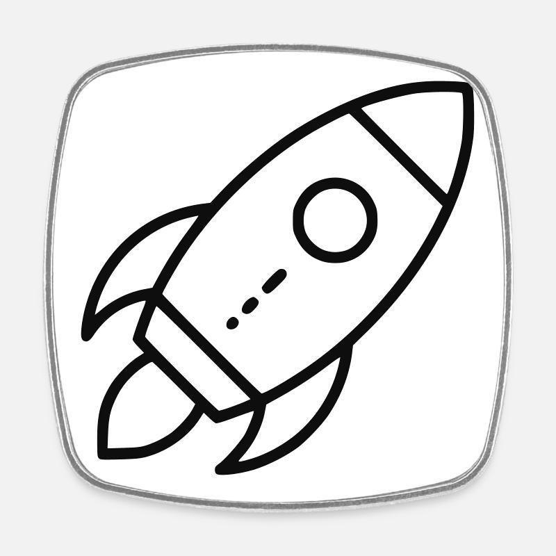 Rakete - Viereckiger Kühlschrankmagnet - Weiß