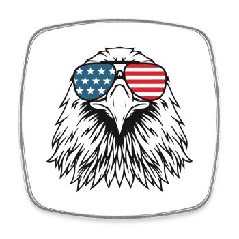 Patriotic Eagle USA Flag 4 juillet - Magnet carré - blanc - Devant