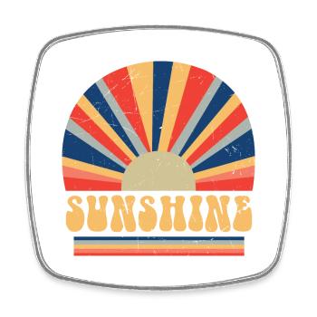 Retro 70s Style Hippie Sunshine - Square fridge magnet - white - Front