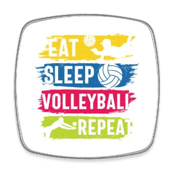 Eat Sleep Volleyball Wiederholung - Viereckiger Kühlschrankmagnet - Weiß - Vorne