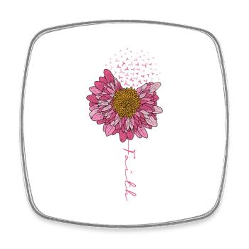 Flower Faith Brustkrebs Bewusstsein - Viereckiger Kühlschrankmagnet - Weiß - Vorne