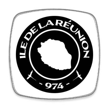 Ile de la Réunion / 974 - Magnet carré - blanc - Devant
