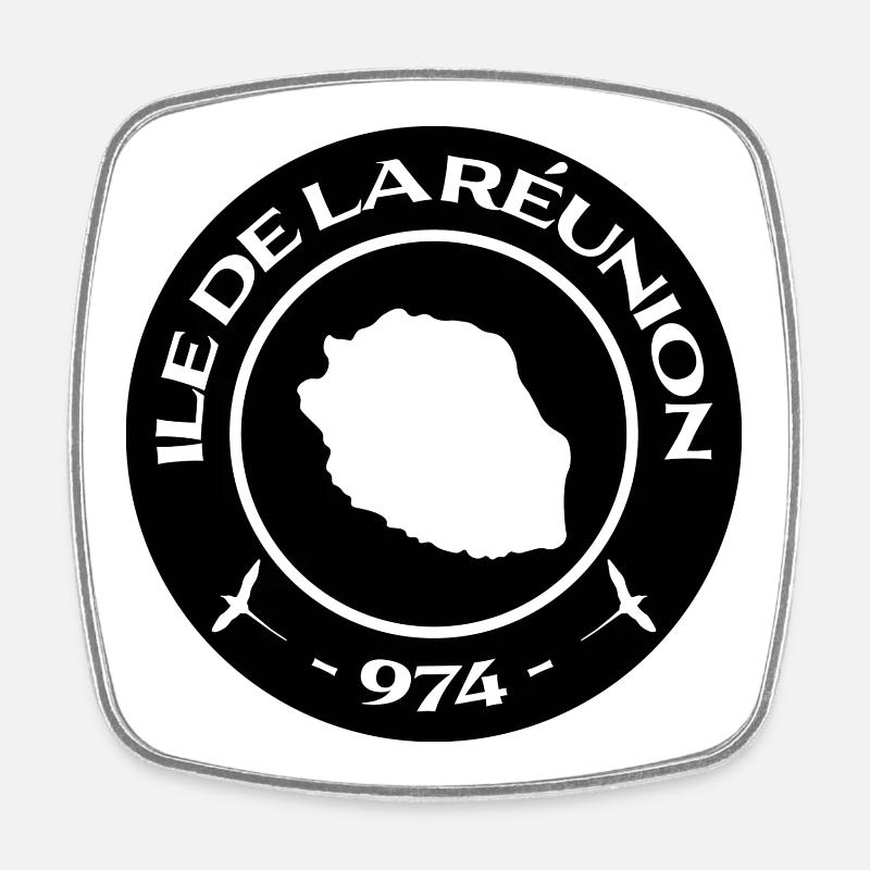 Ile de la Réunion / 974 - Magnet carré - blanc