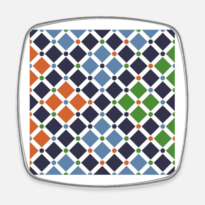 Tuiles andalouses 11 (Alhambra, Grenade) - Magnet carré - blanc