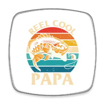 Angeln Quote Rolle Cool Papa Angeln Design - Viereckiger Kühlschrankmagnet - Weiß - Vorne