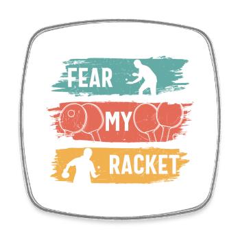 Tennis de table Ping Pong Peur ma raquette - Magnet carré - blanc - Devant