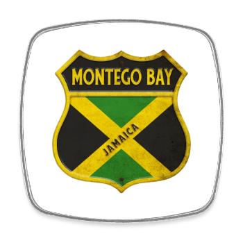 Montego Bay Jamaica Coat of Arms Flags Design - Square fridge magnet - white - Front