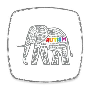 Autismus Bewusstsein Elefant Typografie - Viereckiger Kühlschrankmagnet - Weiß - Vorne