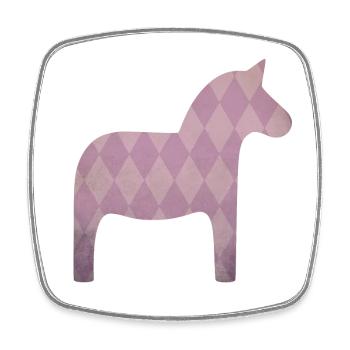 Dala Horse Diamonds Pink Horse Girl Scandinave - Magnet carré - blanc - Devant